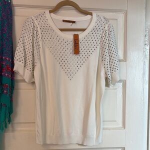 Belldini white crystal Embellished Blouse